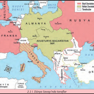 1.Dünya Savaşında Taraf Devletler Haritası