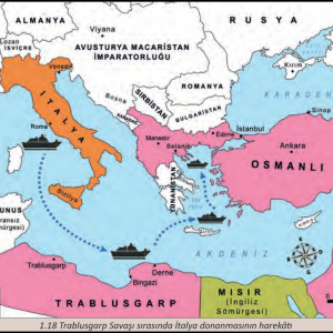 1.Dünya Savaşında Osmanlı ve İtalya Deniz Haritası