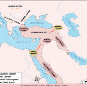 1.Dünya Savaşında Osmanlı Cepheleri Haritası