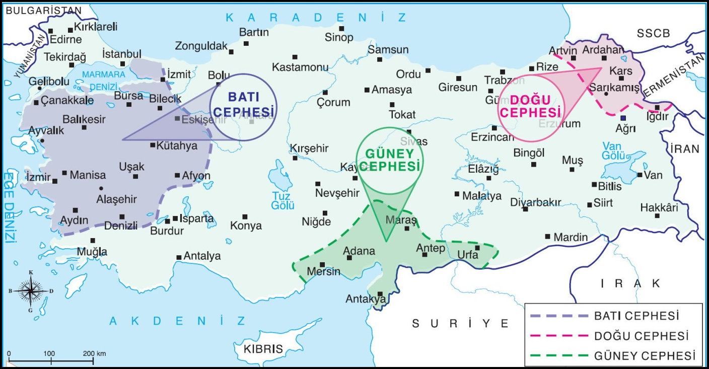 Kurtuluş Savaşı Cepheler Haritası