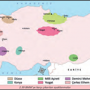 TBMM Karşı Çıkan Ayaklanmalar Haritası