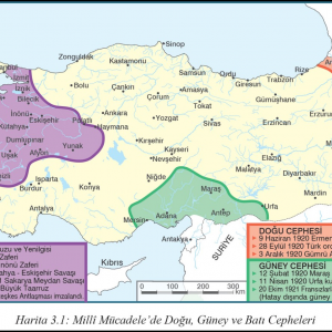 Milli Mücadele Doğu Batı ve Güney Cephesi Haritası