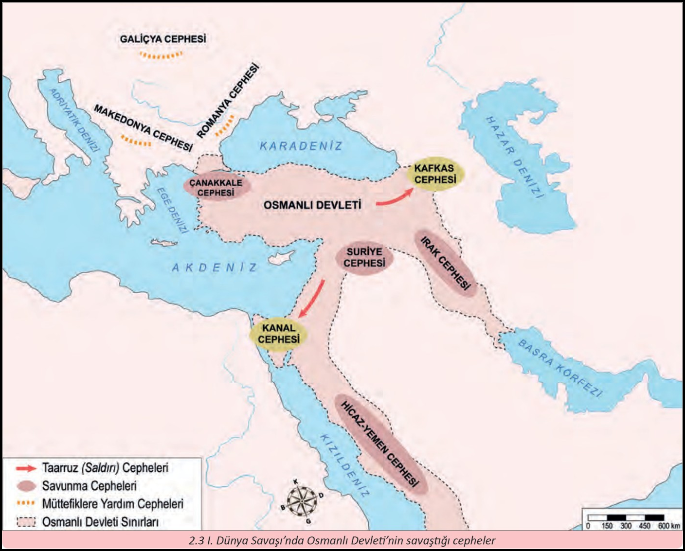 1.Dünya Savaşında Osmanlı Cepheleri Haritası