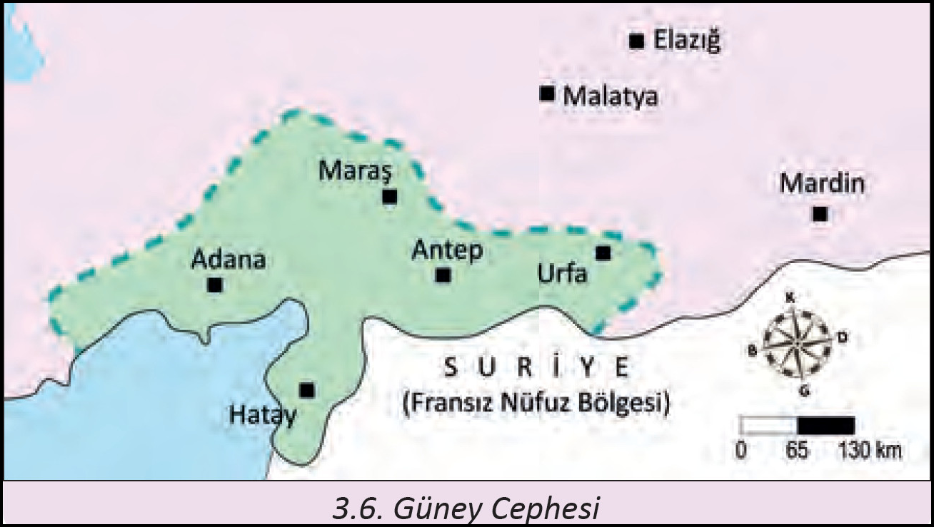 Kurtuluş Savaşında Güney Cephesi Haritası