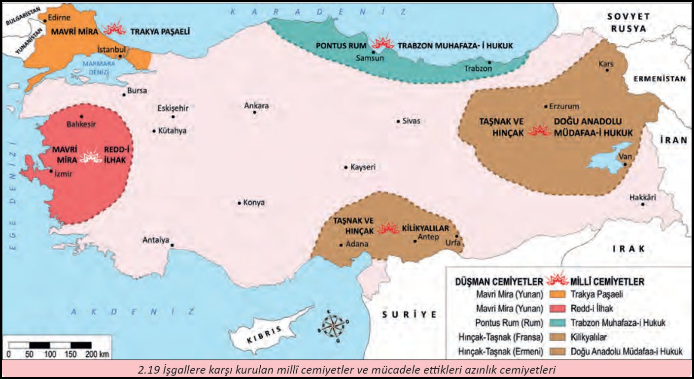 Milli Mücadele Zamanında Yararlı ve Zararlı Cemiyetler Haritası