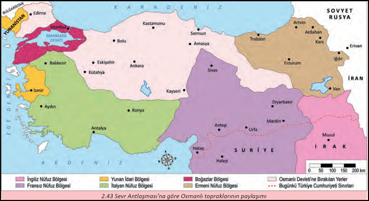 Sevr Antlaşmasın Anadolunun Parçalanması Haritası