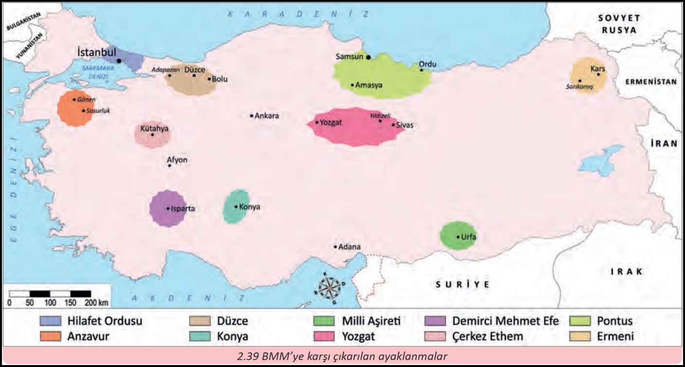 TBMM Karşı Çıkan Ayaklanmalar Haritası